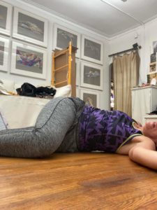 Stretching the morning before the audition